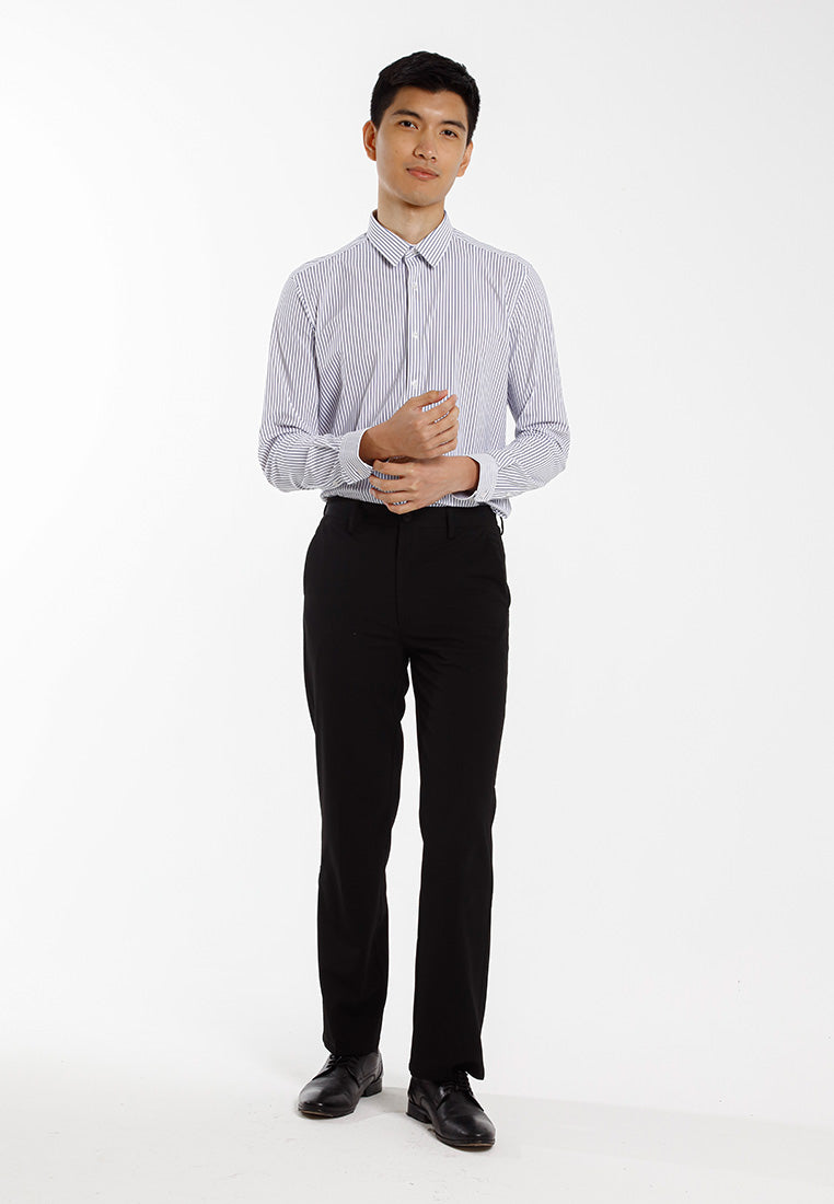 Alain Delon Baju Kemeja Berkolar | Alain Delon Rayon Mixed No Pocket Slim Fit Stripes Collar - 15223025