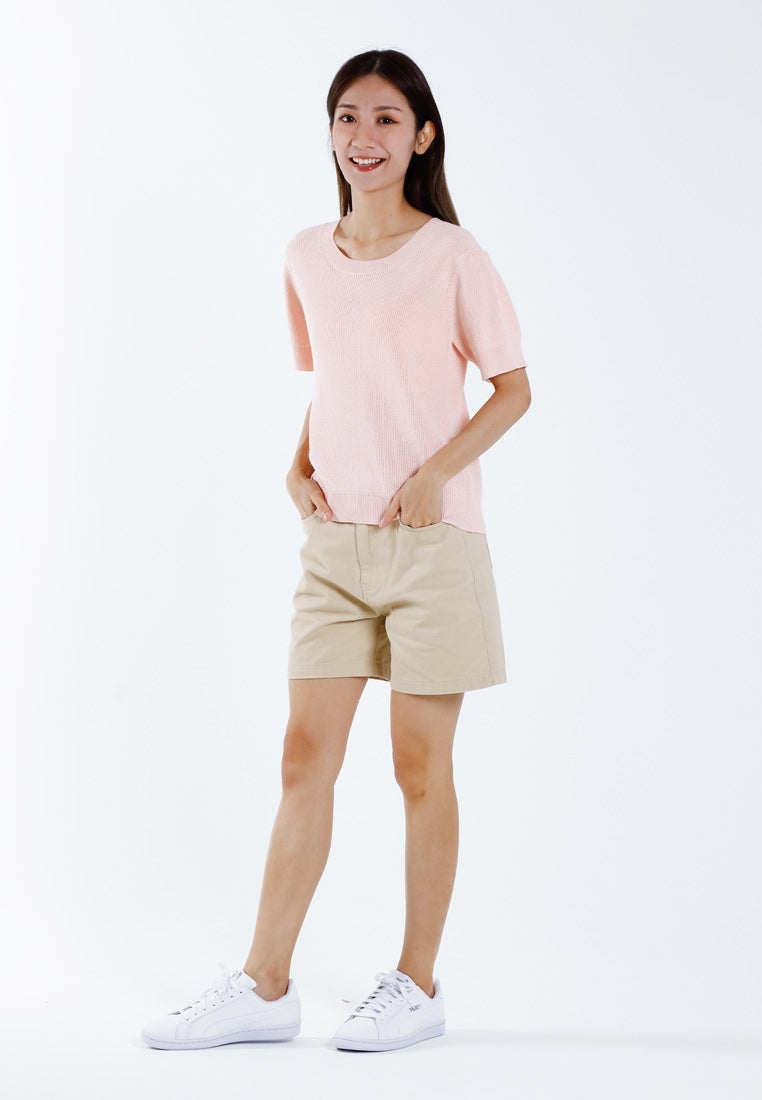 Forest Baju Perempuan | Forest Ladies Casual Plain Short Sleeve Knit Top - 822346