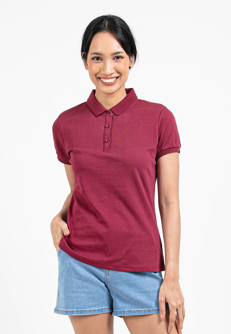 Forest Ladies Premium Weight Cotton 220gsm Interlock Knitted Polo Tee | Baju Tee Shirt Perempuan- 822238