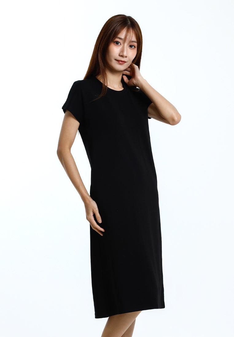 Forest Dress Perempuan | Forest Ladies Cotton Interlock Round Neck Women Casual Short Sleeve Dress - 880012