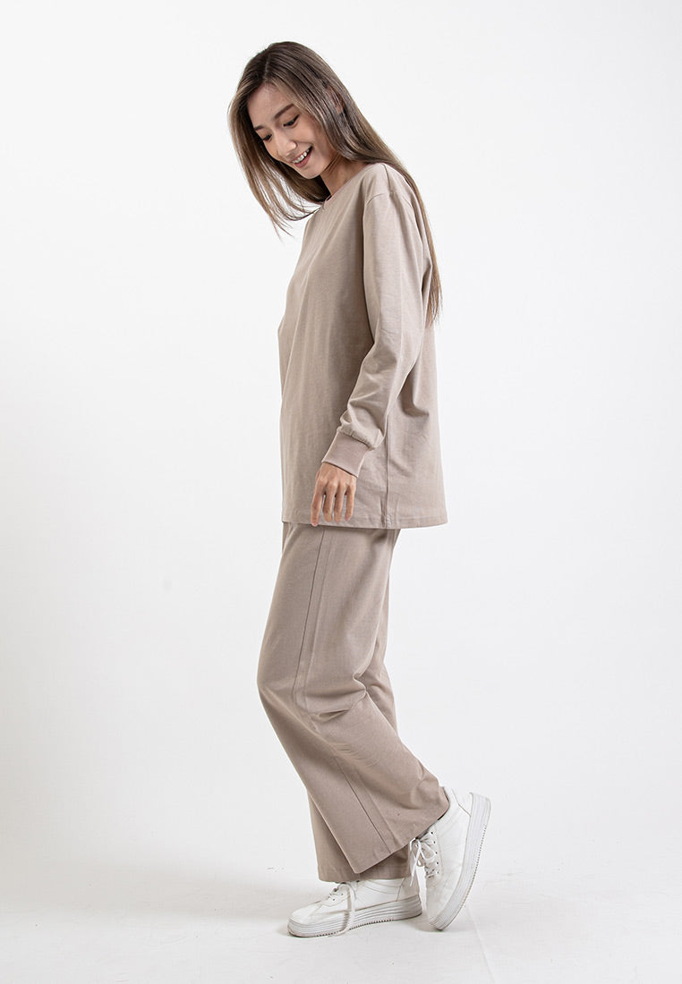 Forest Ladies Premium Cotton Loose Fit Long Sleeve Tee / Long Pants Comfy Lounge Wear - 822342 / 810485