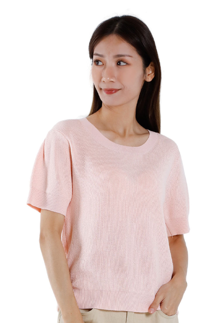 Forest Baju Perempuan | Forest Ladies Casual Plain Short Sleeve Knit Top - 822346