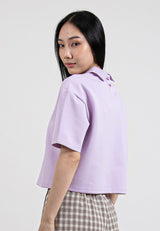 Forest x Mickey Heavy Weight (260gsm) Button Back Ovesized Polo Tee Ladies Crop Top - FW820084