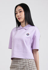 Forest x Mickey Heavy Weight (260gsm) Button Back Ovesized Polo Tee Ladies Crop Top - FW820084
