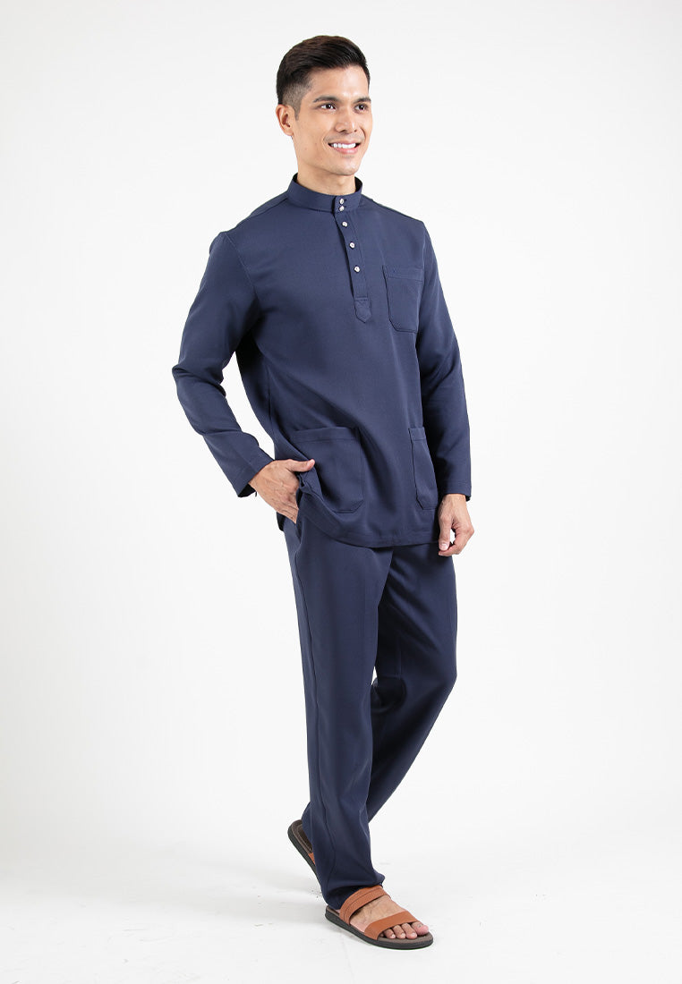 Forest x Hatta Dolmat Baju Melayu Cekak Musang Regular Fit  - BM23766 -33Navy