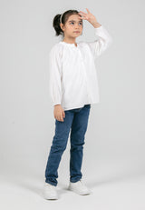 Forest Kids Girls Cotton Jacquard Long Sleeve Blouse with Cotton Lining | Baju Budak Perempuan - FK820082