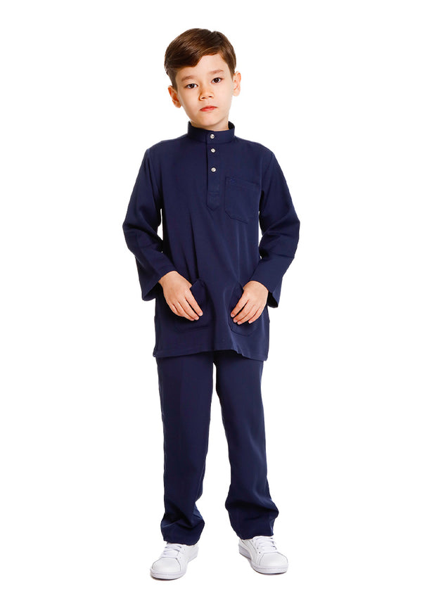 Forest x Hatta Dolmat Baju Melayu Budak Cekak Musang Regular Fit - FK23766BM -33Navy