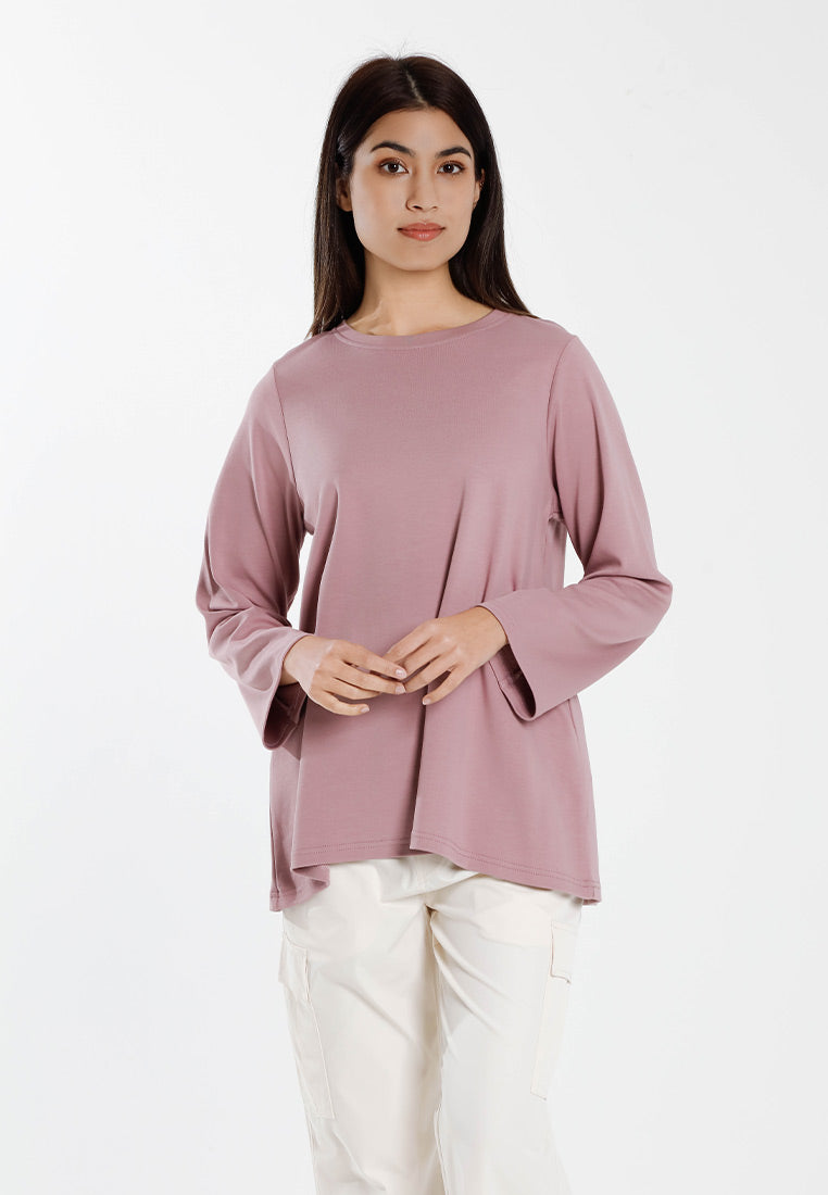Forest Baju Lengan Panjang Perempuan | Forest Ladies Cotton Interlock Long Sleeve Round Neck T-Shirt Loose Fit - 822414