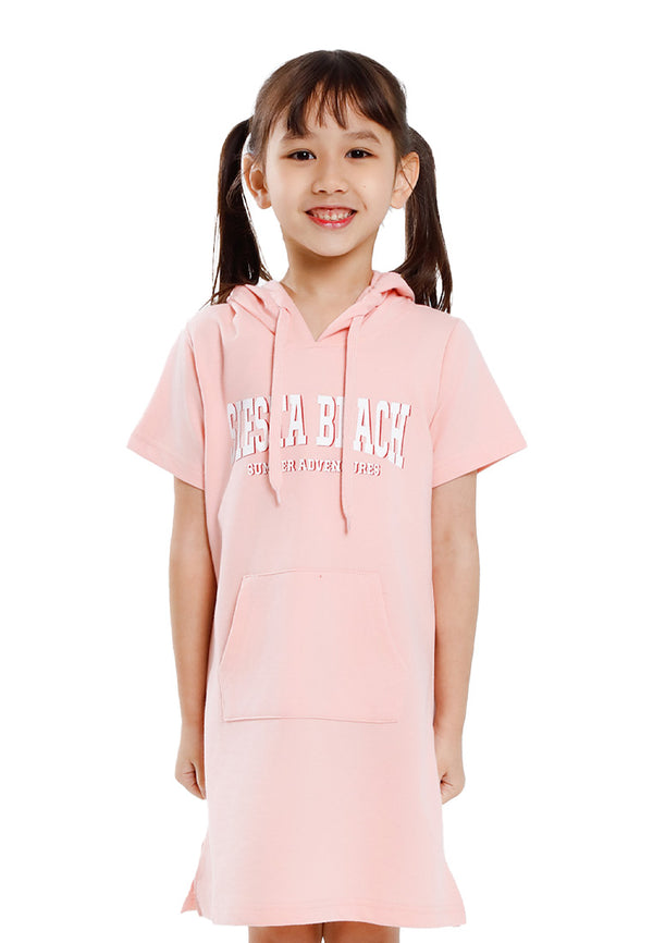 Forest Kids Girl Cotton Terry Short Sleeve Hoodie Dress | Baju Budak Perempuan - FK885079