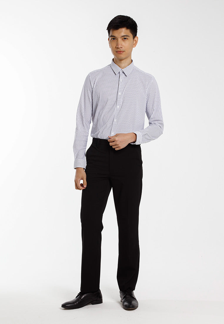 Alain Delon Baju Kemeja Berkolar | Alain Delon Rayon Mixed No Pocket Slim Fit Stripes Collar - 15223025