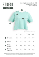 Forest Ladies Cotton Interlock Short Sleeve Round Neck Embroidery Top Women Casual Elastic Hem T-Shirt - 822410