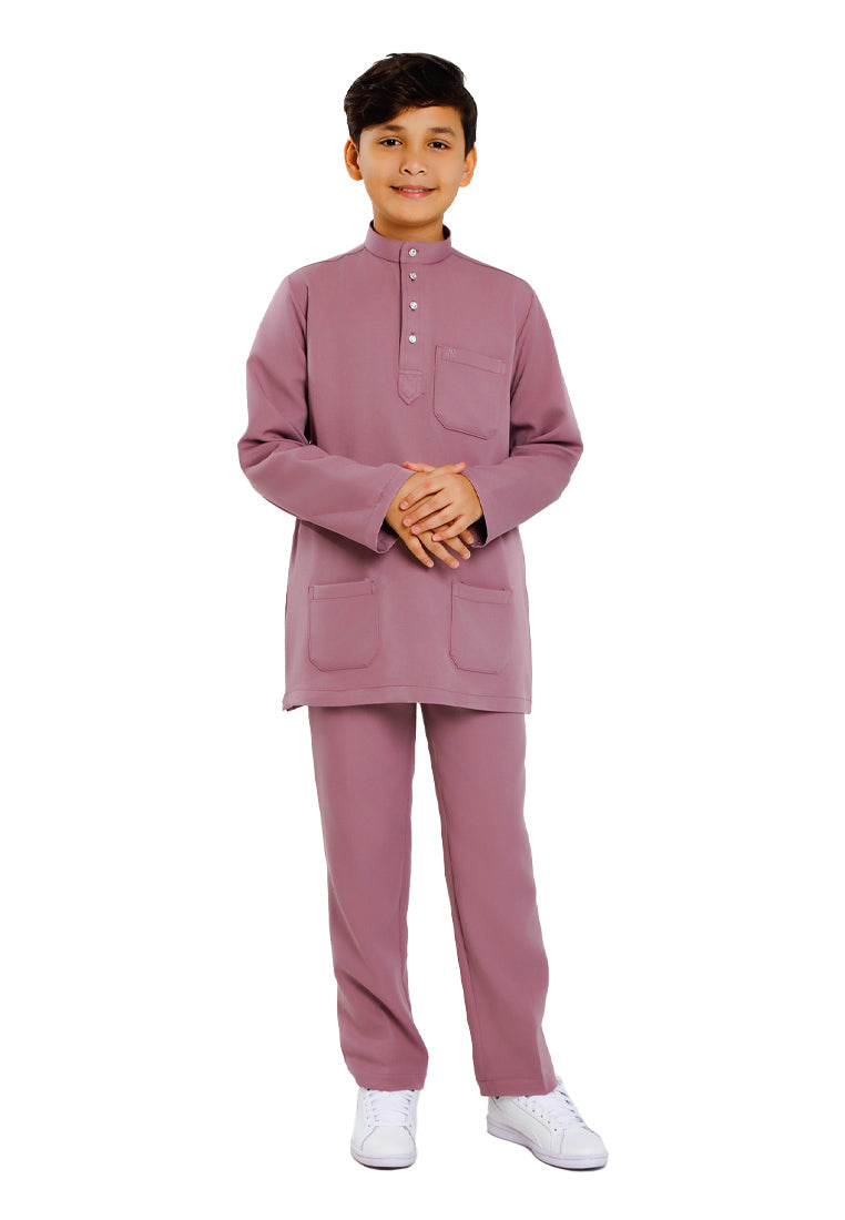 Forest x Hatta Dolmat Baju Melayu Budak Cekak Musang Regular Fit - FK23766BM -76SmokePurple