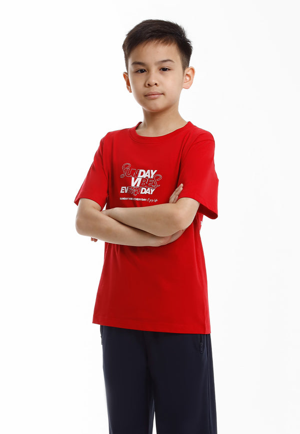 Forest Baju T Shirt Budak Lelaki | Forest Kids Regular Fit Graphic Crew Neck Short Sleeve T Shirt Kids - FK20332