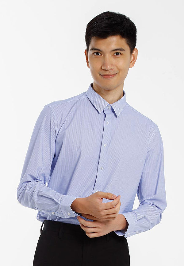 Alain Delon Baju Kemeja Berkolar | Alain Delon Rayon Mixed No Pocket Slim Fit Stripes Collar - 15123027