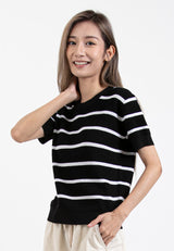 Forest Ladies Casual Striped Short Sleeve Knit Top | Baju Perempuan - 822347