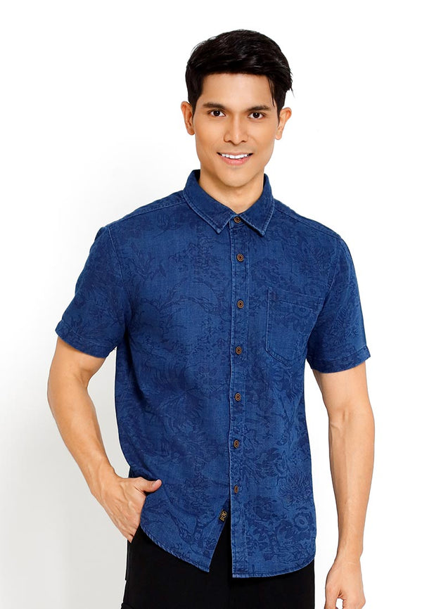 Forest Woven Regular Fit Printed Collar Short Sleeve Men Shirt | Baju Kemeja Lelaki - 621445