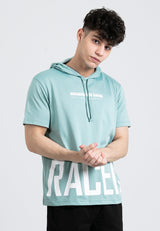 Forest Short Sleeve Oversize Printed Hoodie Men Sweatshirt  - 23909