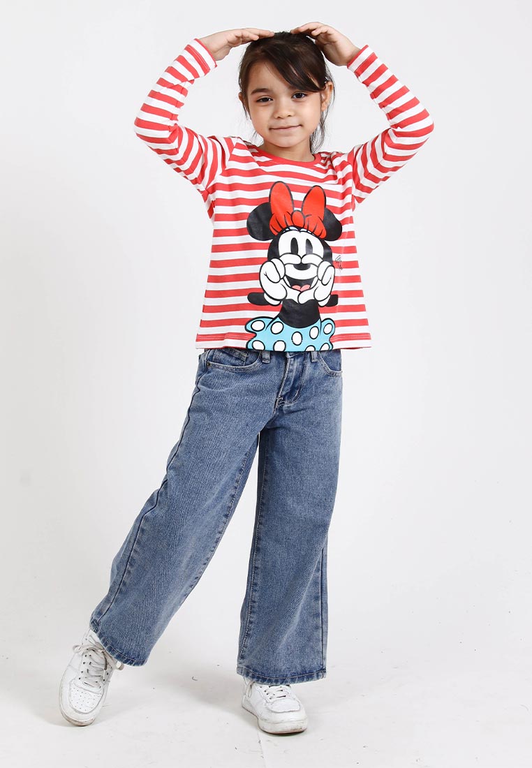 Forest X Disney Girl Kids Cotton Interlock Stripe Long Sleeve Kids Tee | Baju T-shirt Budak - FWK82015