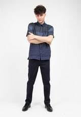 Alain Delon Short Sleeve Modern Fit Linen Look Floral Shirt - 14423007