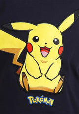 Forest Kids Pokémon Coral Fleece Textured Embroidered Pikachu Round Neck Tshirt | Baju T Shirt Budak - FPK21000