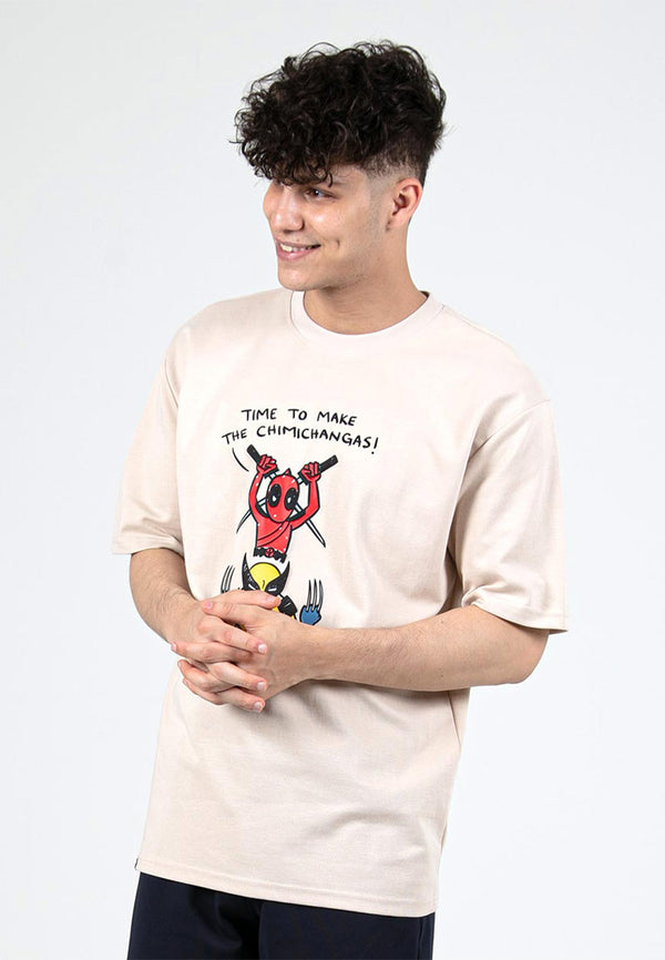 Forest x Marvel Deadpool & Wolverine Air-Cotton Oversized Heavy Weight Fabric Round Neck Tee - FA20000