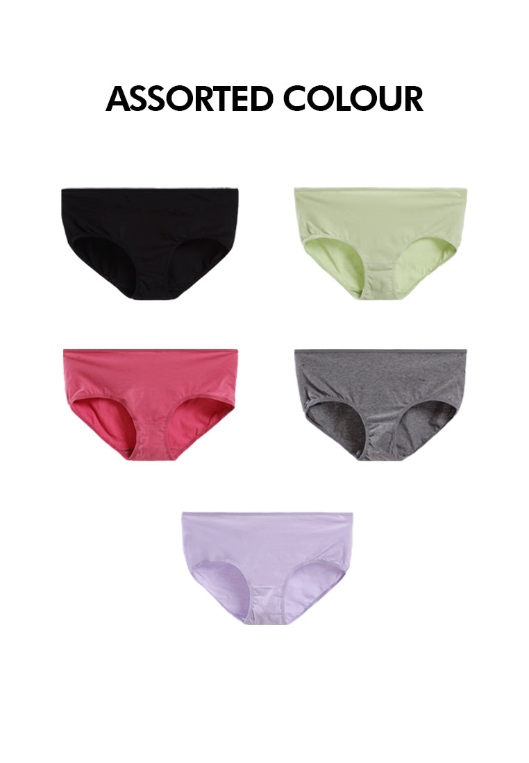 (5 Pcs) Forest Ladies Cotton Spandex Maxi Brief Assorted Colours- FLD0032MX