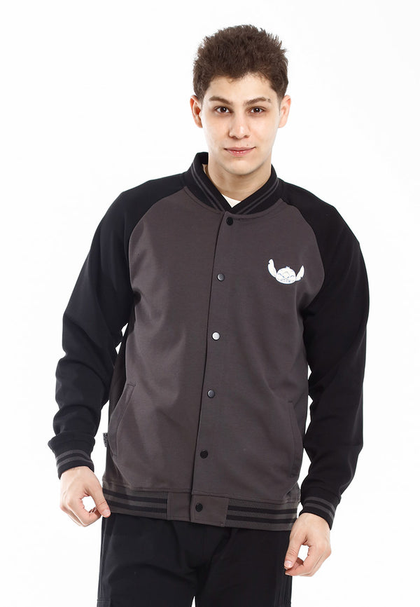 Forest Jacket Lelaki | Forest x Disney Stitch Premium 260gsm Air-Cotton Regular Fit Men Baseball Jacket - FW30008