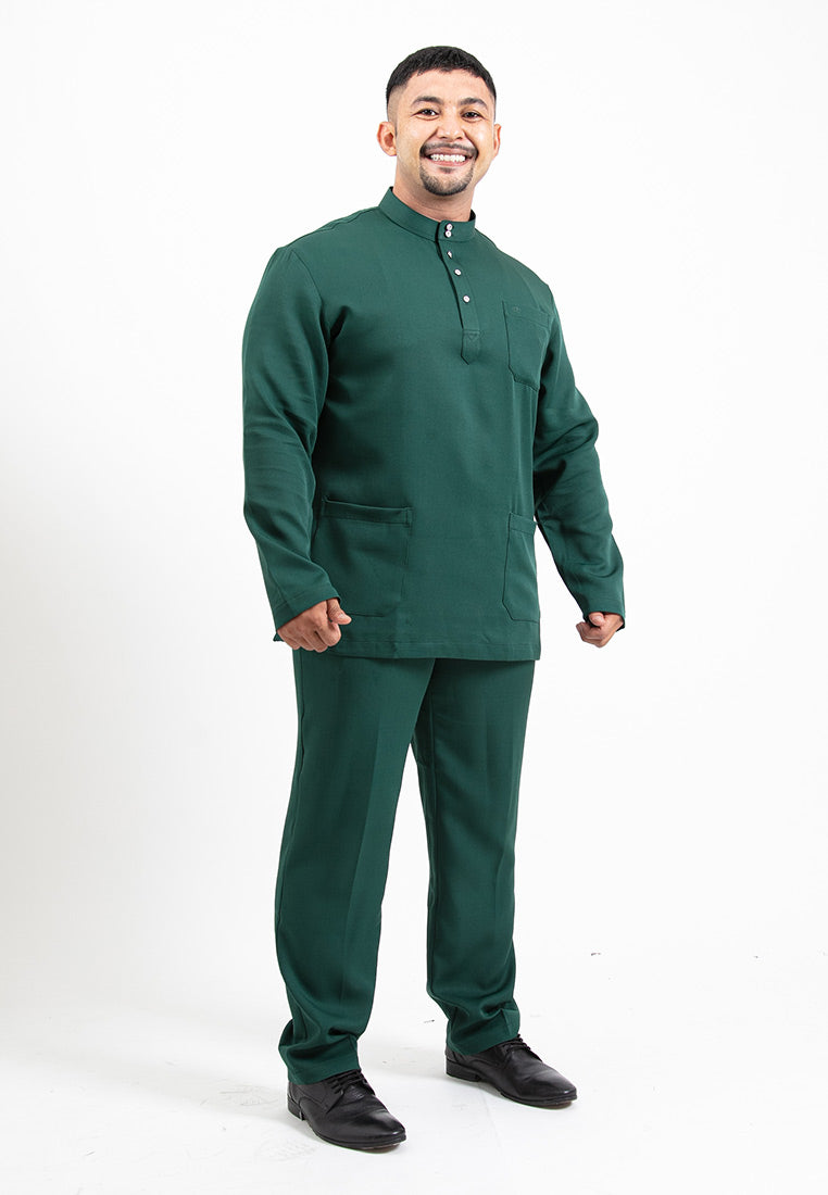 Forest x Hatta Dolmat Baju Melayu Cekak Musang Regular Fit - BM23766 -40DkGreen