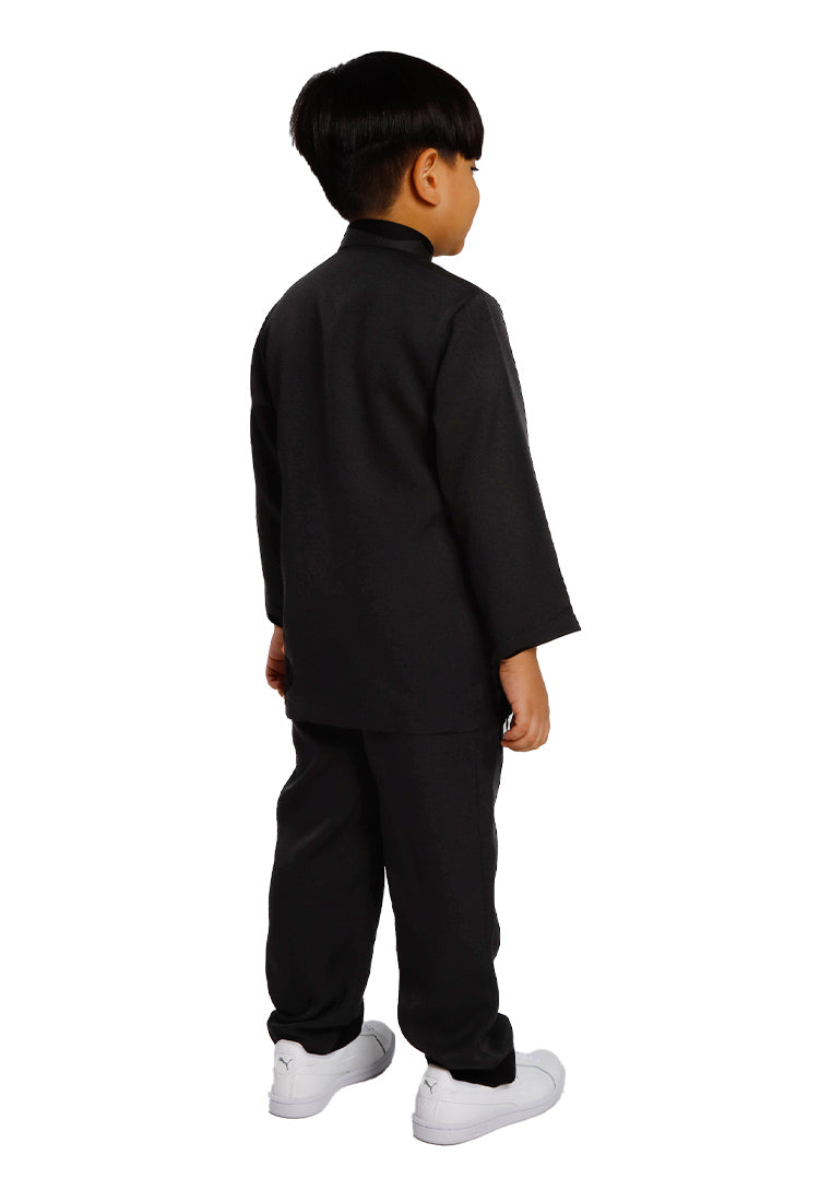 Forest x Hatta Dolmat Baju Melayu Budak Cekak Musang Regular Fit - FK23766BM -76SmokePurple -01Black