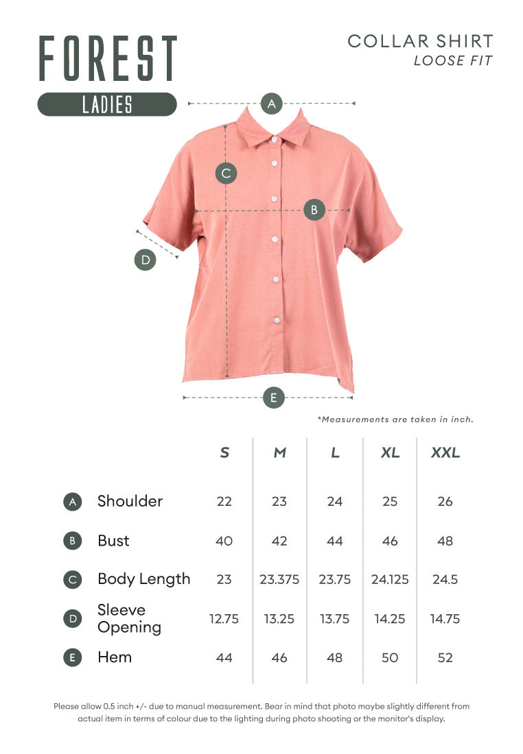 Forest Ladies Rayon Lyocell Pocket Shirt Women Short Sleeve Shirt | Baju Kemeja Perempuan - 822418