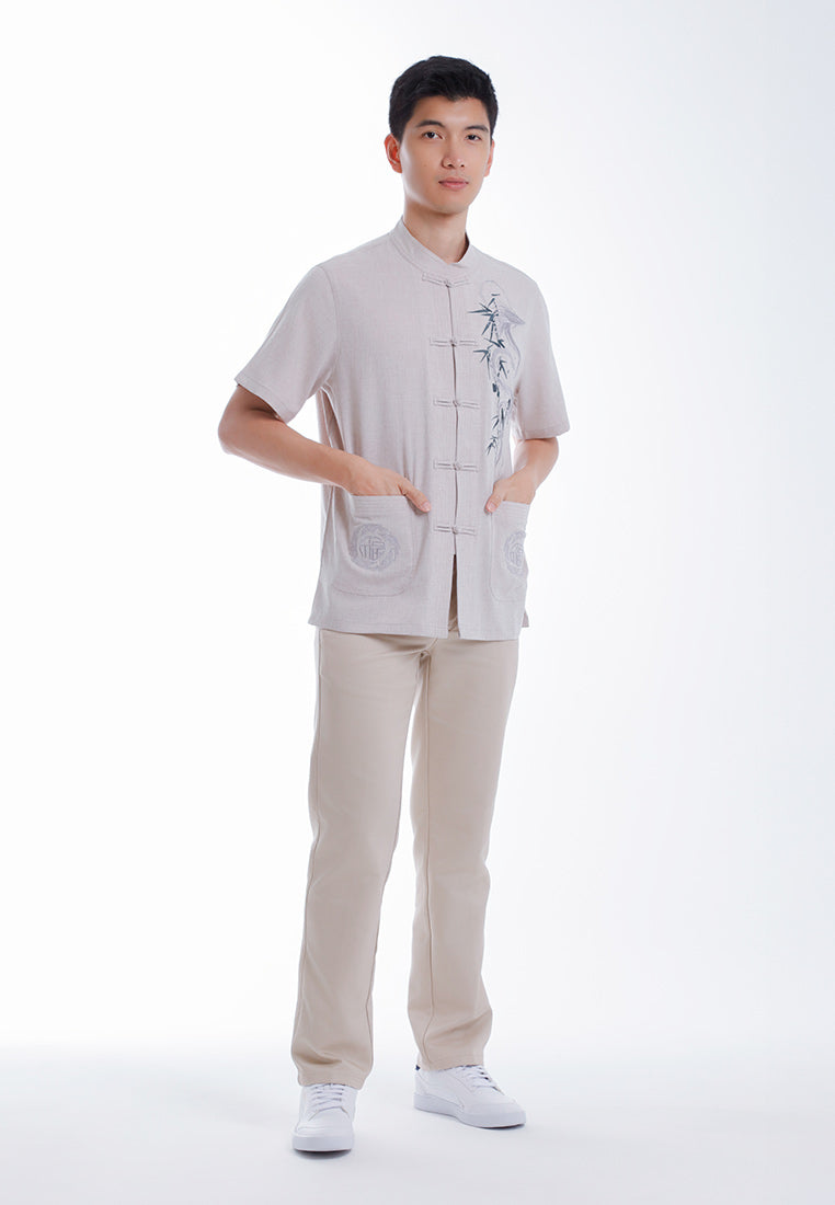 Alain Delon CNY Tang Fu Lelaki | Alain Delon Mens Tang Fu Jacquard Short Sleeve - 14526010