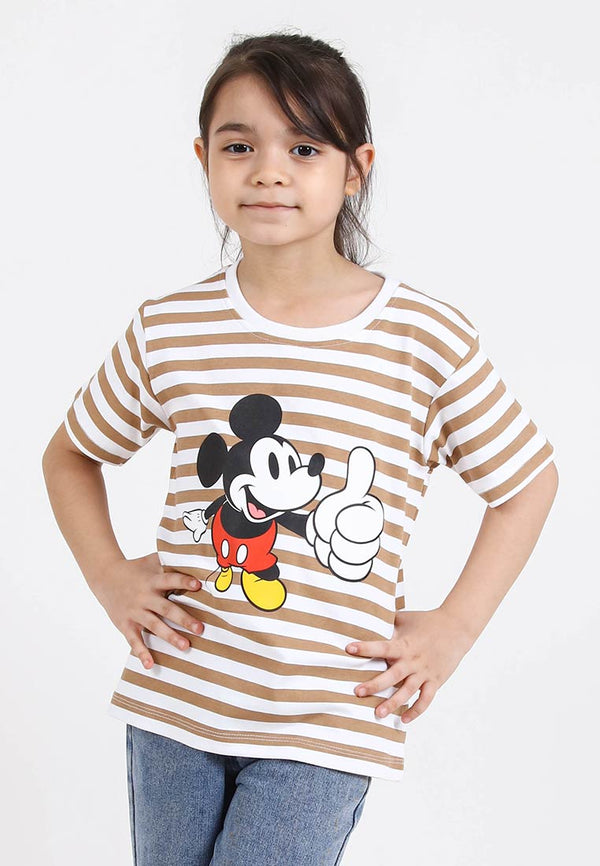 Forest X Disney Kids Unisex Cotton Interlock Stripe Short Sleeve Unisex Kids Tee | Baju T-shirt Budak - FWK20077