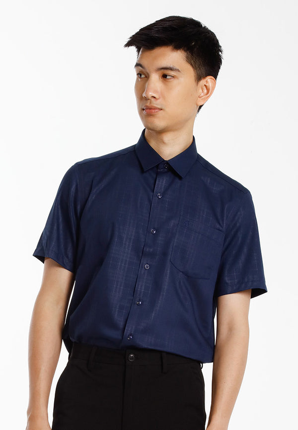 Alain Delon Baju Kolar Lelaki | Alain Delon Cotton Spandex Modern Fit Short Sleeve Collar - 14525020