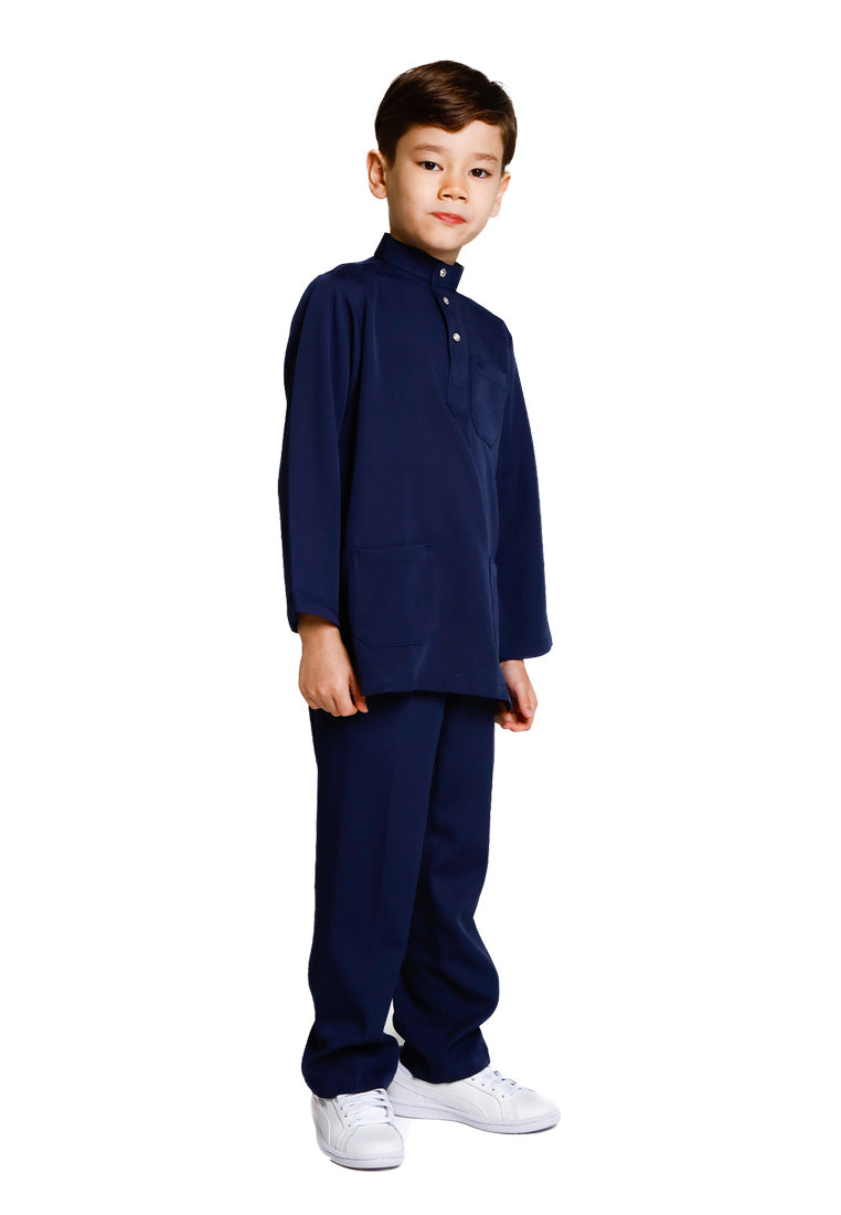 Forest x Hatta Dolmat Baju Melayu Budak Cekak Musang Regular Fit - FK23766BM -33Navy