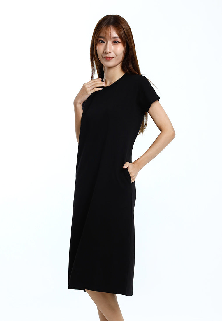 Forest Dress Perempuan | Forest Ladies Cotton Interlock Round Neck Women Casual Short Sleeve Dress - 880012