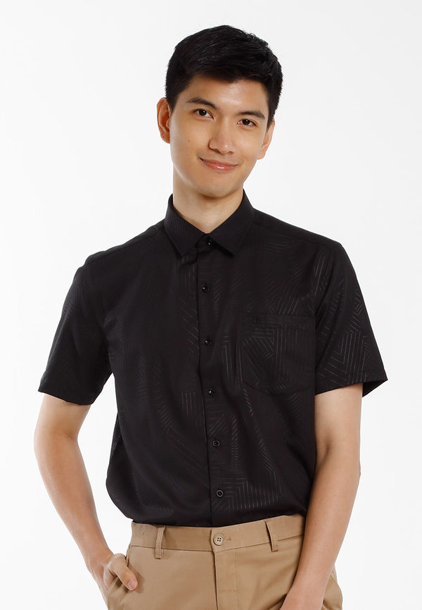 Alain Delon Baju Kolar Lelaki | Alain Delon Cotton Spandex Modern Fit Short Sleeve Collar - 14525016