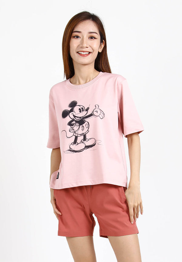 Forest x Disney Mickey Airism Cotton Boxy-Cut Ladies Family T Shirt | T shirt Perempuan - FW820072