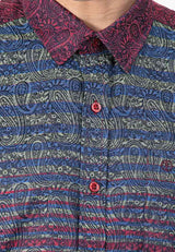 Alain Delon Short Sleeve Modern Fit Linen Look Floral Shirt - 14423006