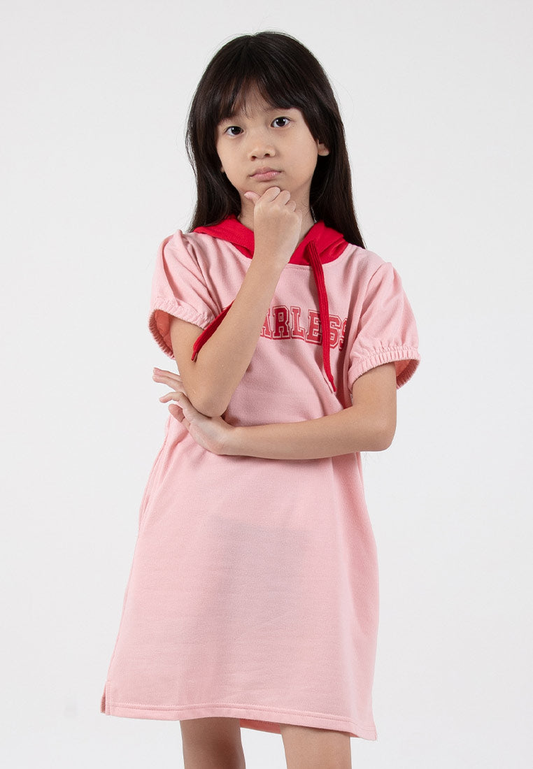 Forest Kids Girl Cotton Terry Puff Sleeve Hoodie Dress | Baju Budak Perempuan - FK885057