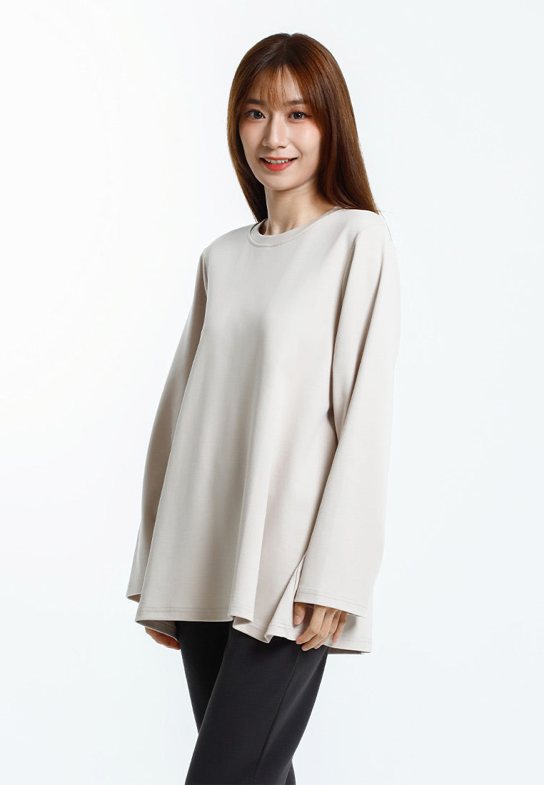 Forest Baju Lengan Panjang Perempuan | Forest Ladies Cotton Interlock Long Sleeve Round Neck T-Shirt Loose Fit - 822414