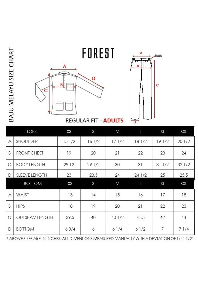 Forest x Hatta Dolmat Baju Melayu Cekak Musang Regular Fit - BM23766 -58BrickRed