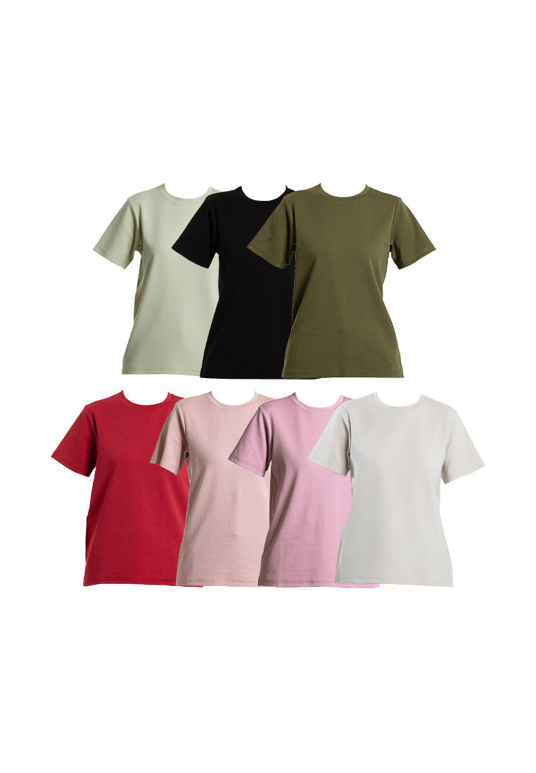 Forest Baju T Shirt Perempuan | Forest Cotton Interlock Short Sleeve Round Neck Plain T Shirt - 822422
