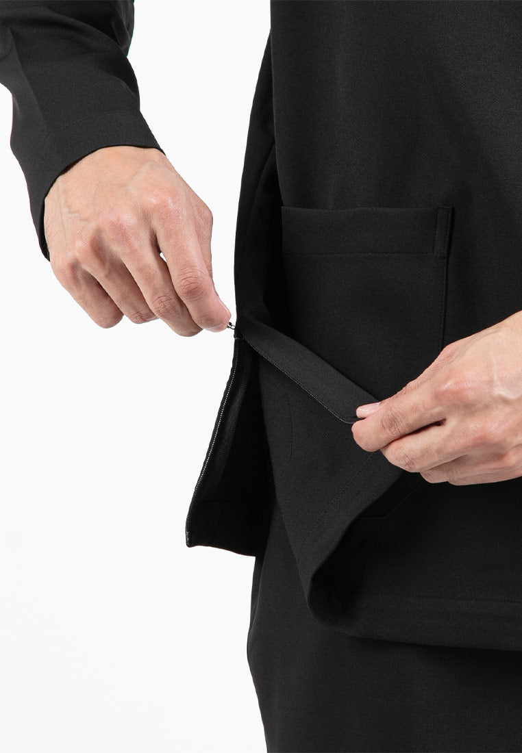 Forest x Hatta Dolmat Baju Melayu Cekak Musang Regular Fit  - BM23766 -01Black