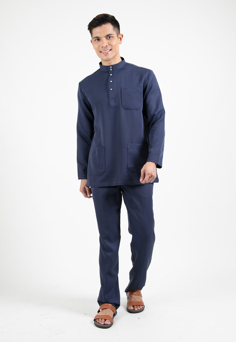 Forest x Hatta Dolmat Baju Melayu Cekak Musang Regular Fit  - BM23766 -33Navy