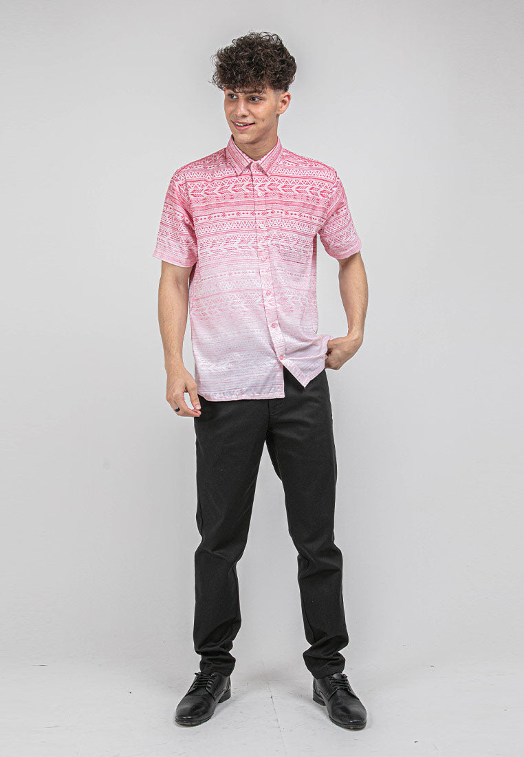 Alain Delon Short Sleeve Modern Fit Linen Look Floral Shirt - 14423001