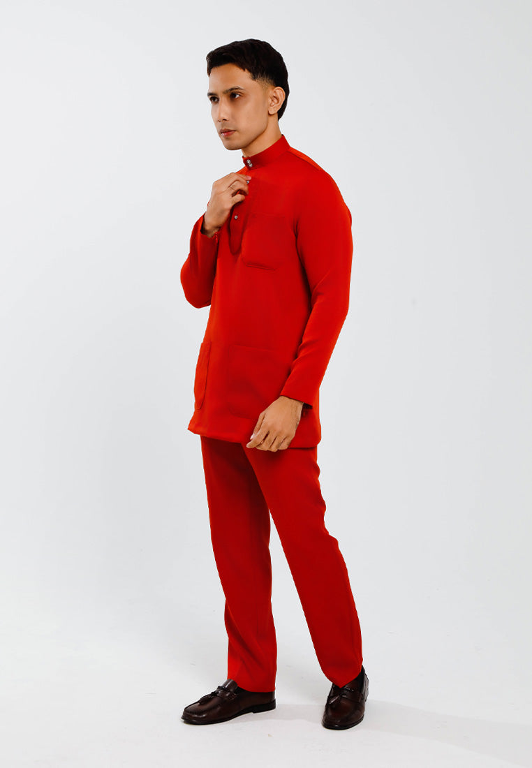 Forest x Hatta Dolmat Baju Melayu Cekak Musang Regular Fit - BM23766 -58BrickRed