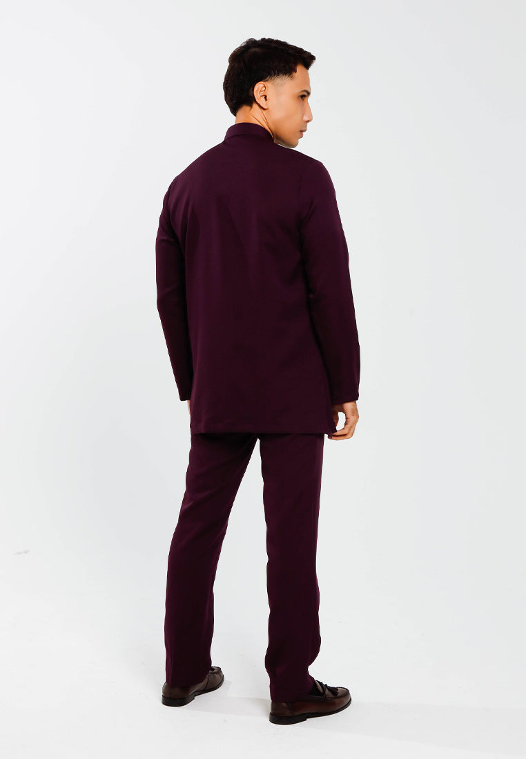 Forest x Hatta Dolmat Baju Melayu Cekak Musang Regular Fit - BM23766 -70DkPurple