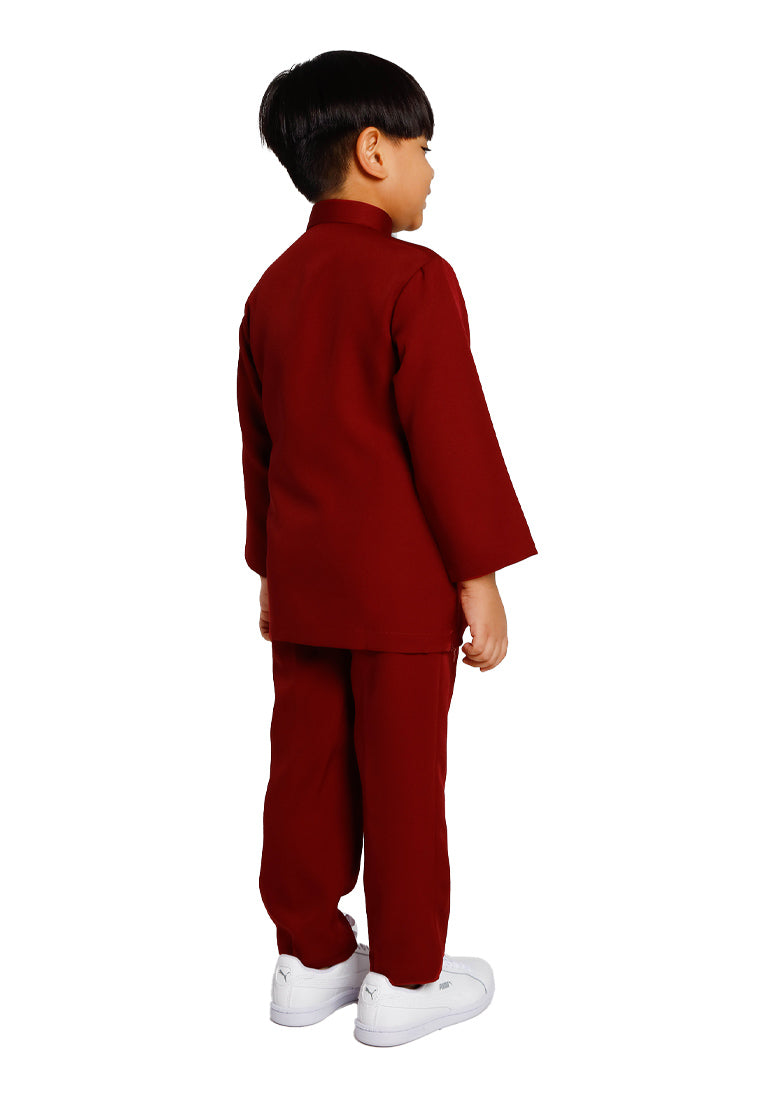 Forest x Hatta Dolmat Baju Melayu Budak Cekak Musang Regular Fit - FK23766BM -56Maroon