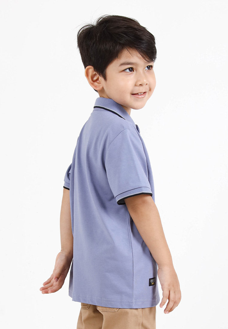 Forest Kids Soft-Touch Silky Cotton Slim Fit Mercerized Look Knitted Polo Tee | Baju T Shirt Budak Lelaki - FK20103