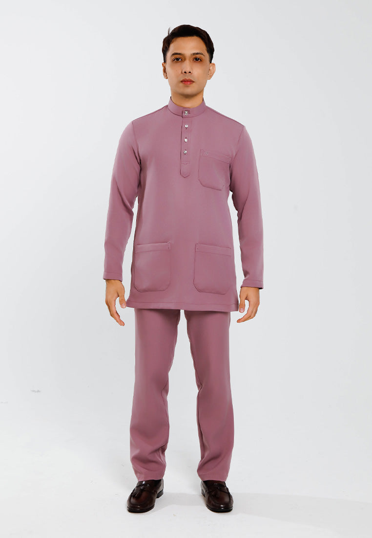 Forest x Hatta Dolmat Baju Melayu Cekak Musang Regular Fit - BM23766 -76SmokePurple